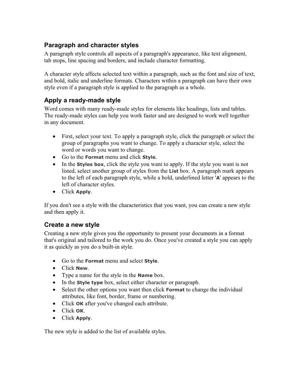 Copy Character and Paragraph Formats