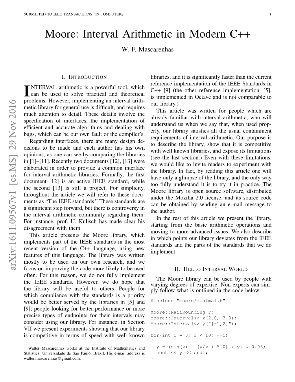 Moore: Interval Arithmetic in Modern C++ W