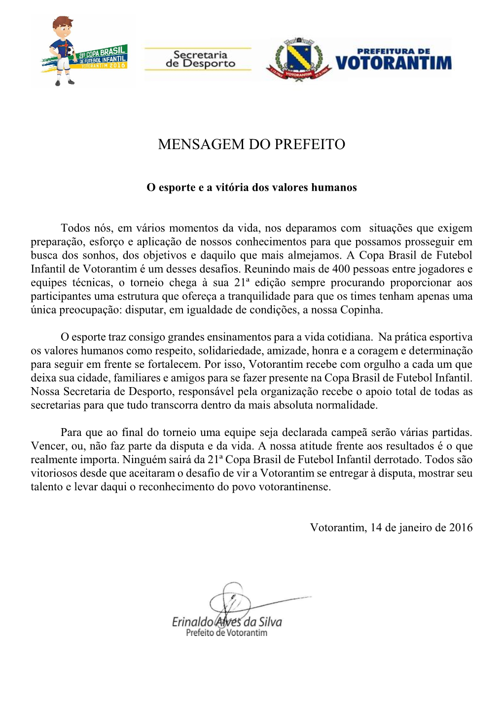 Mensagem Do Prefeito