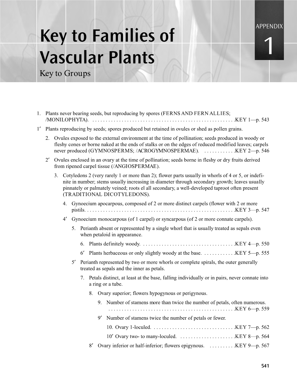 Appendix 1: Key to Families of Vascular Plants