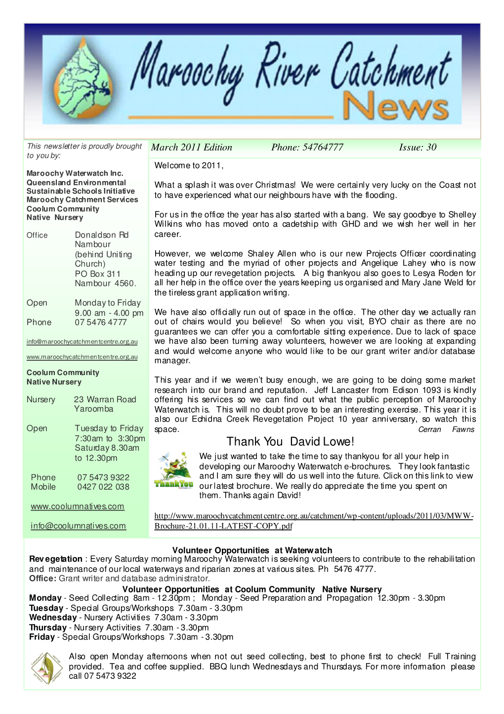 Maroochy River Catchment News March