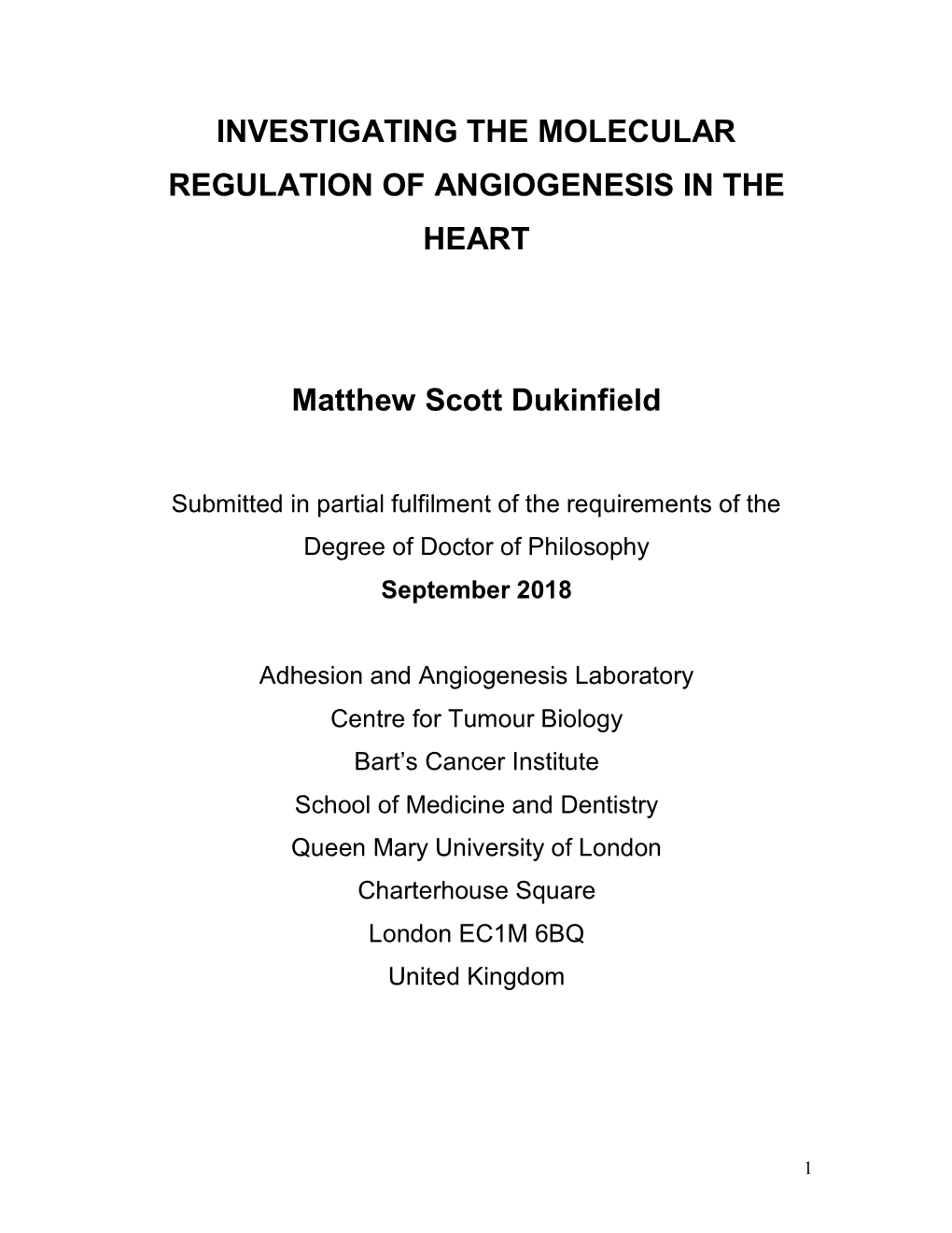 Investigating the Molecular Regulation of Angiogenesis in the Heart