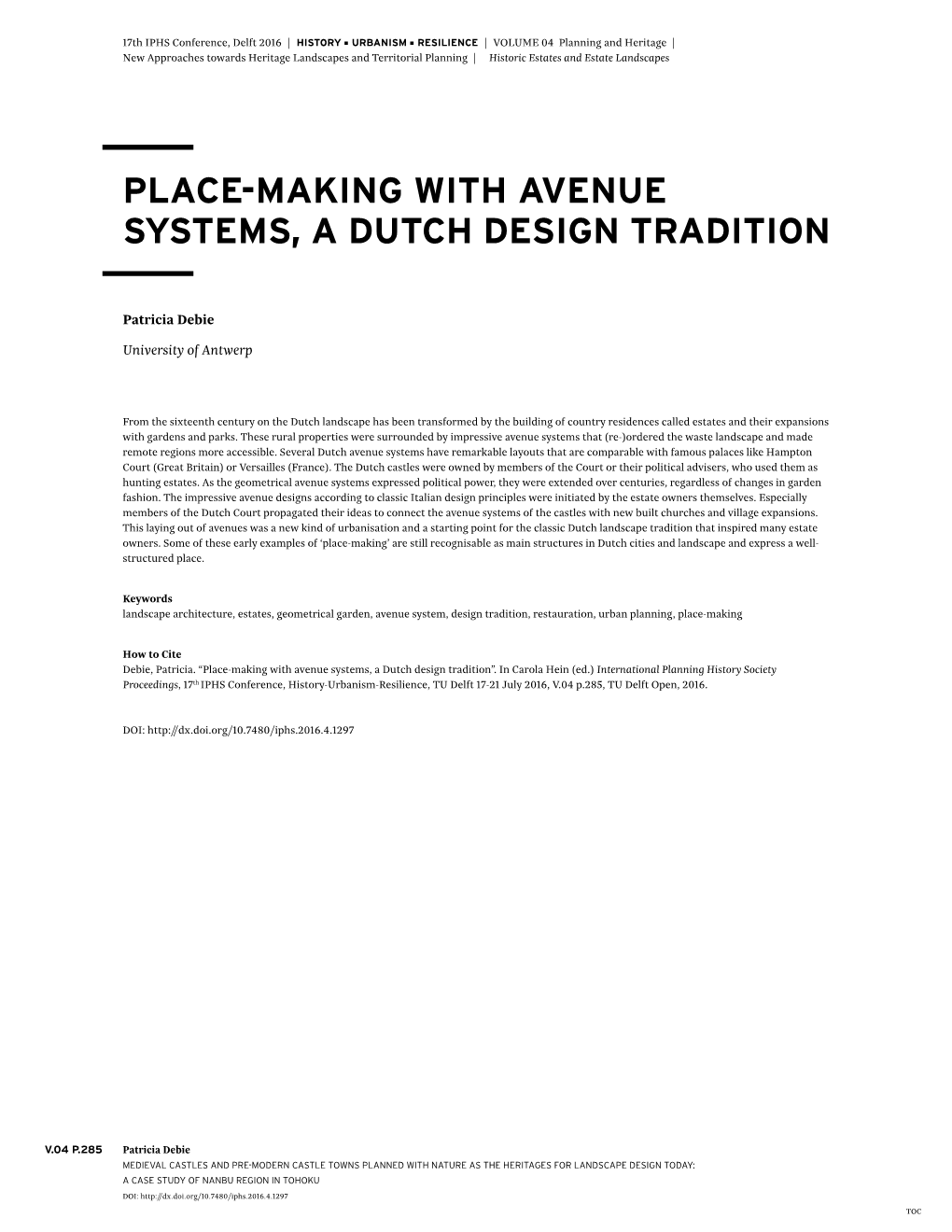 Place-Making with Avenue Systems, a Dutch Design Tradition