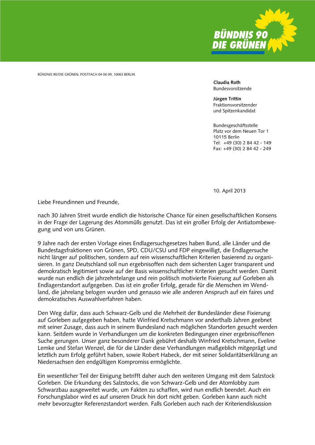 20130410 Mitgliederbrief Endlager