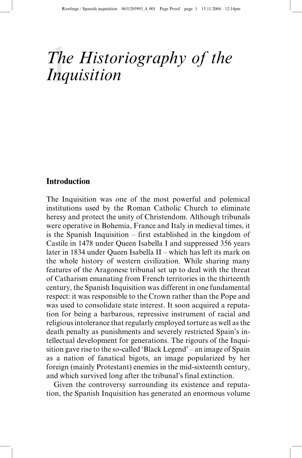 Spanish Inquisition 0631205993 4 001 Page Proof Page 1 15.11.2004 12:14Pm