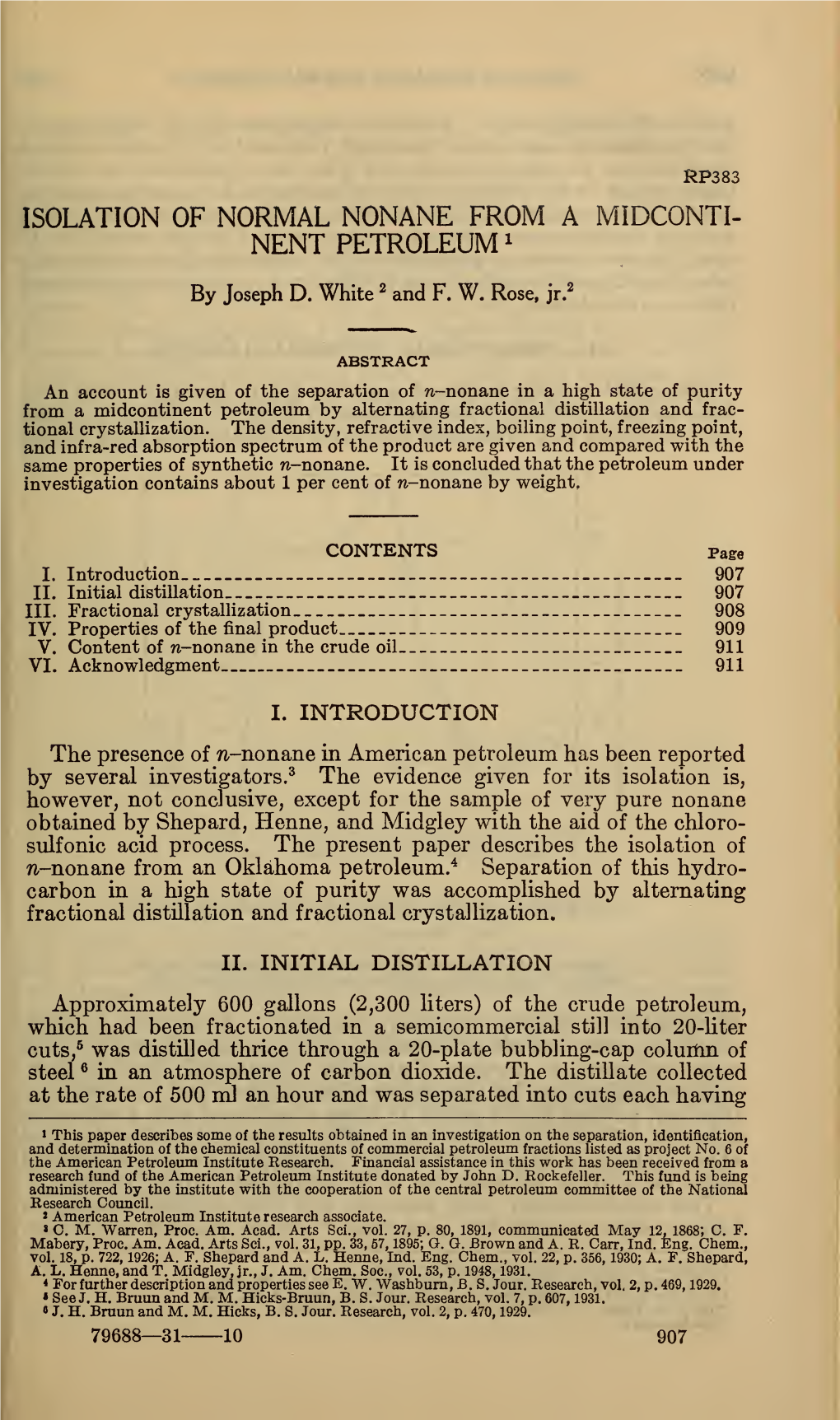 Isolation of Normal Nonane from a Midcontinent Petroleum