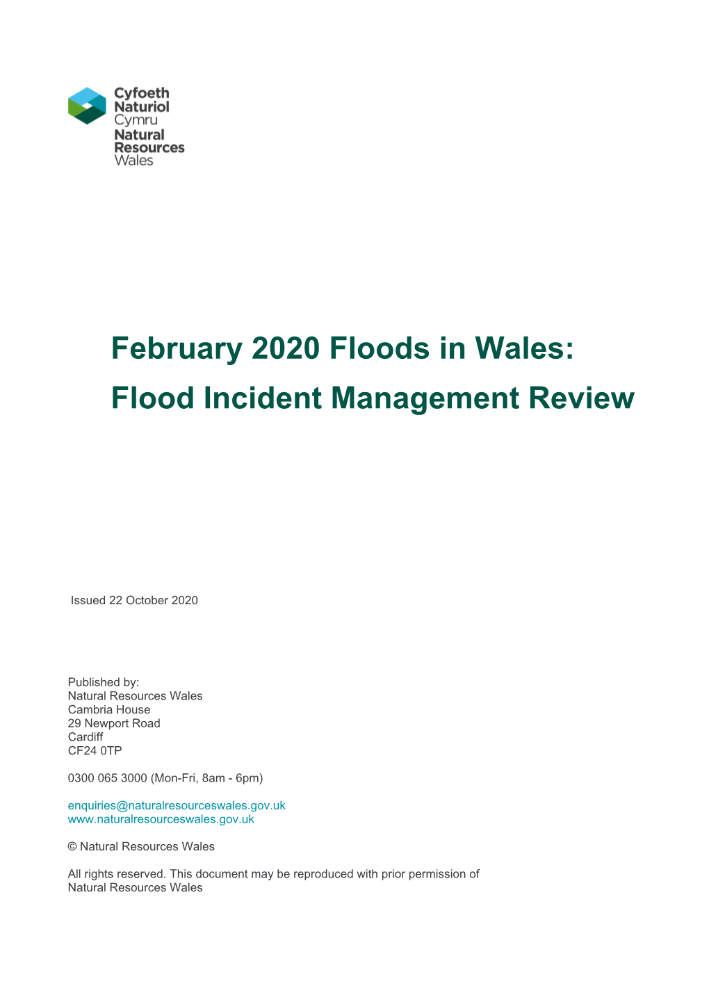 February 2020 Floods in Wales: Flood Incident Management Review