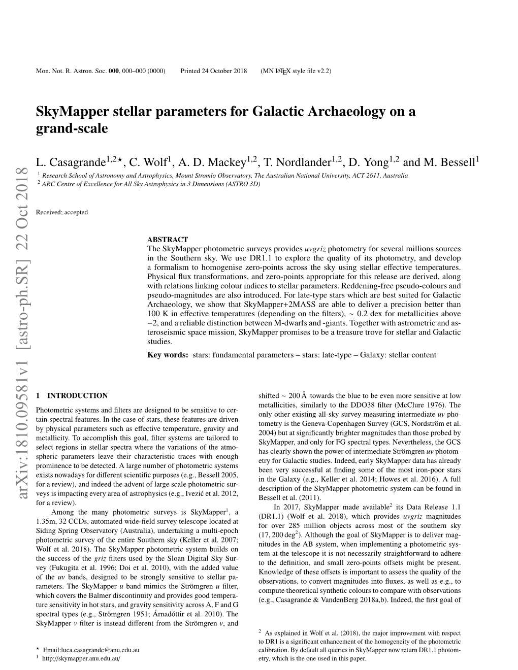 Skymapper Stellar Parameters for Galactic Archaeology on a Grand-Scale