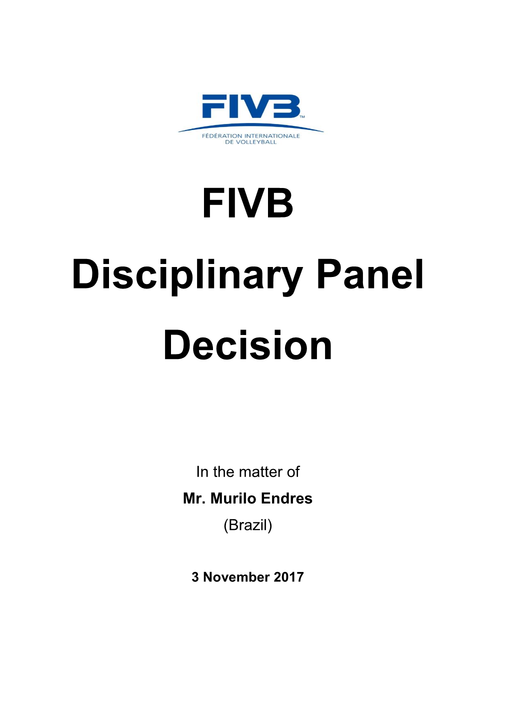 The Fivb Anti-Doping Hearing Panel