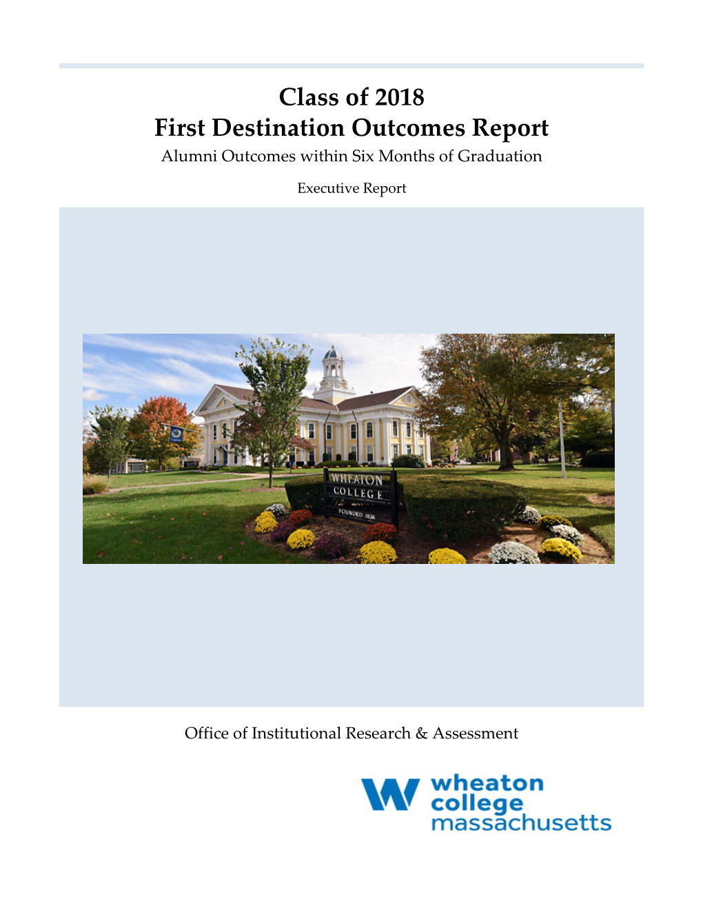 Class of 2018 First Destination Outcomes Report Alumni Outcomes Within Six Months of Graduation