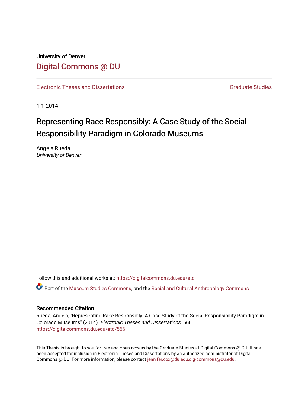 A Case Study of the Social Responsibility Paradigm in Colorado Museums