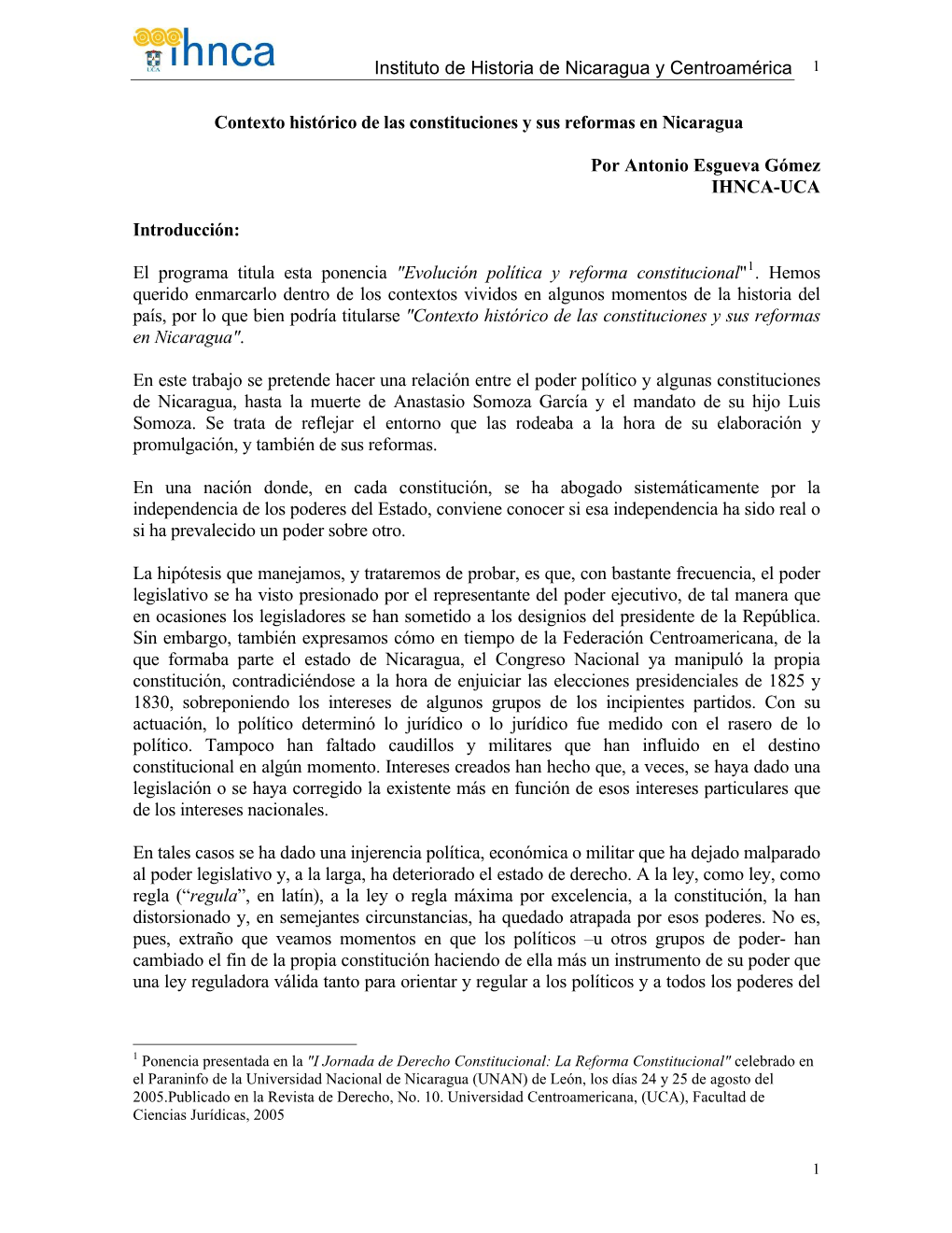 Contexto Histrico De Las Constituciones Y Sus Reformas En Nicaragua