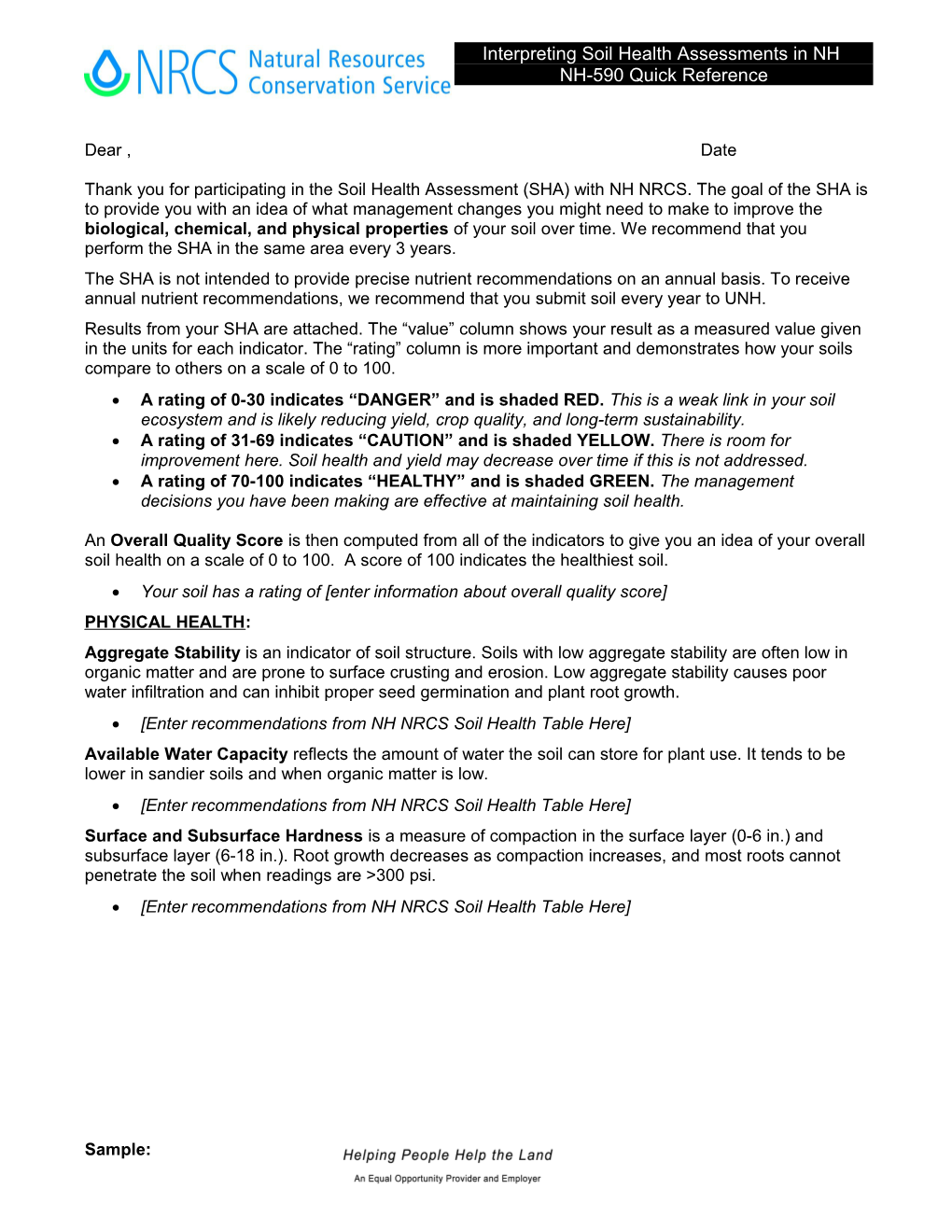 Soil Health Assessment Report