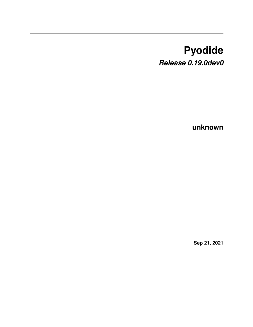 Pyodide Release 0.19.0Dev0