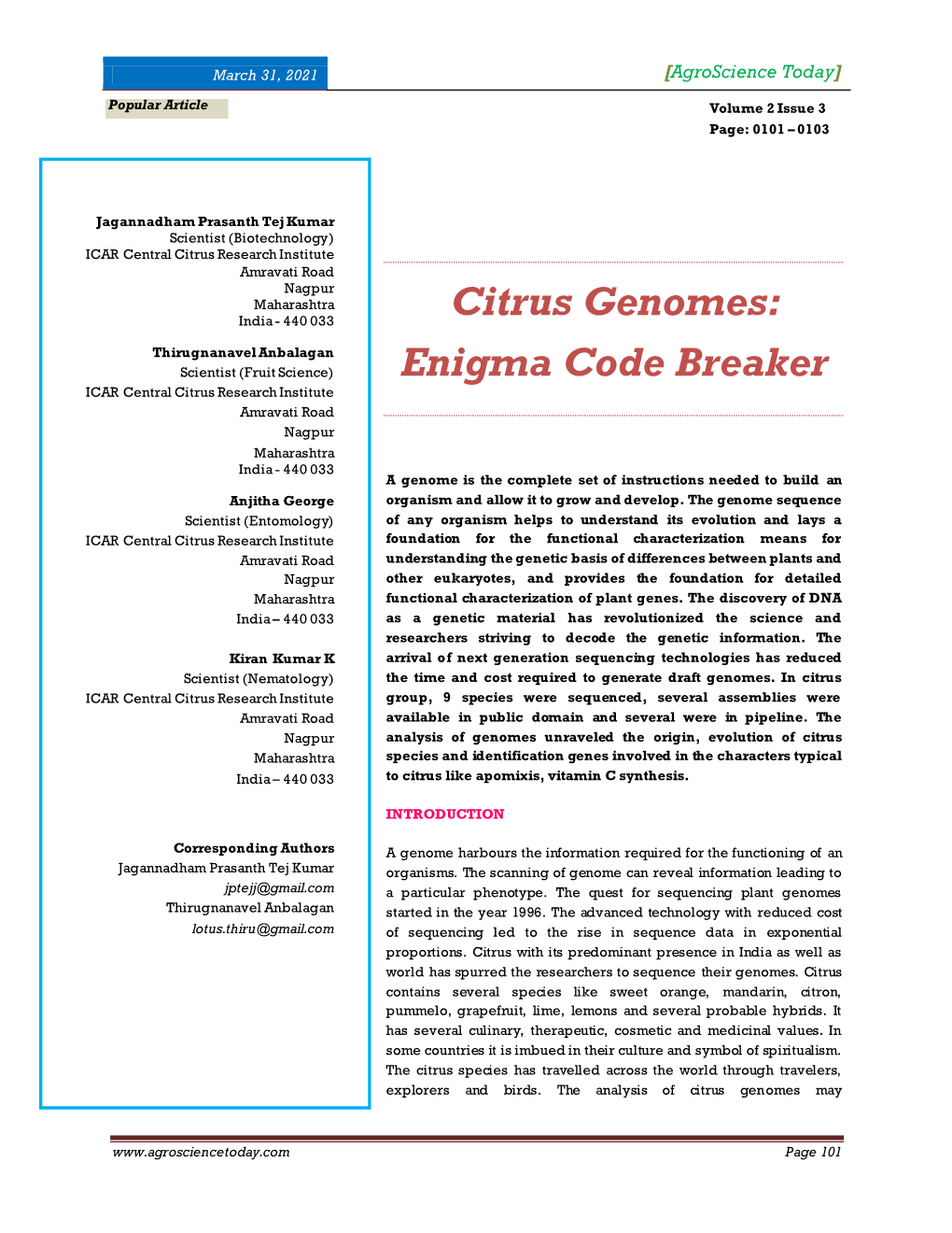 Citrus Genomes