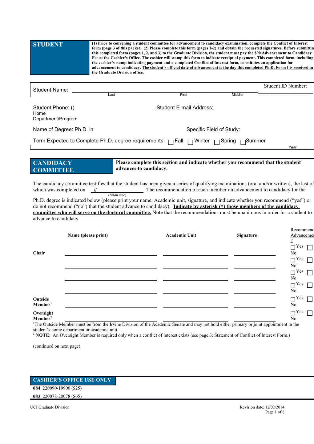 UCI Graduate Division Revision Date: 12/02/2014 s1