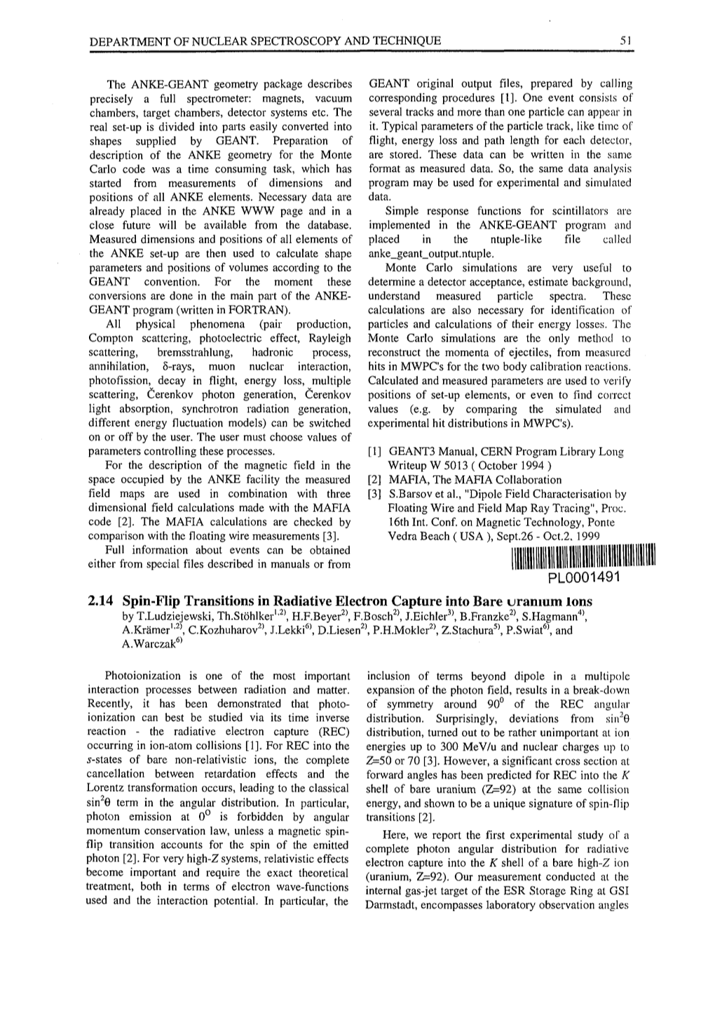 2.14 Spin-Flip Transitions in Radiative Electron Capture Into Bare Uranium