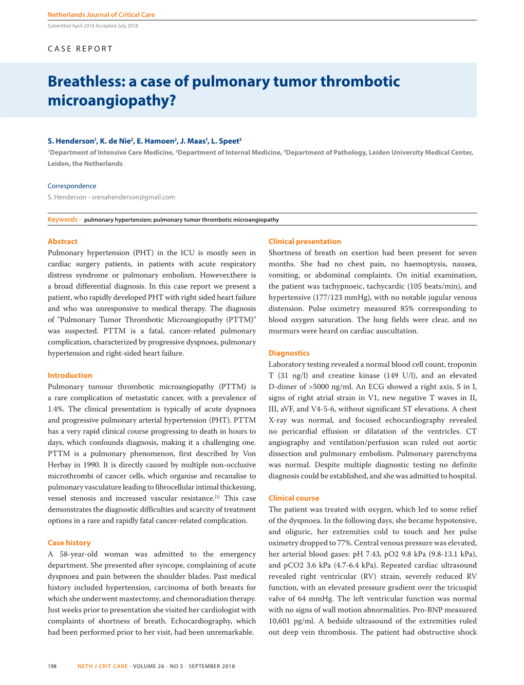 Breathless: a Case of Pulmonary Tumor Thrombotic Microangiopathy?