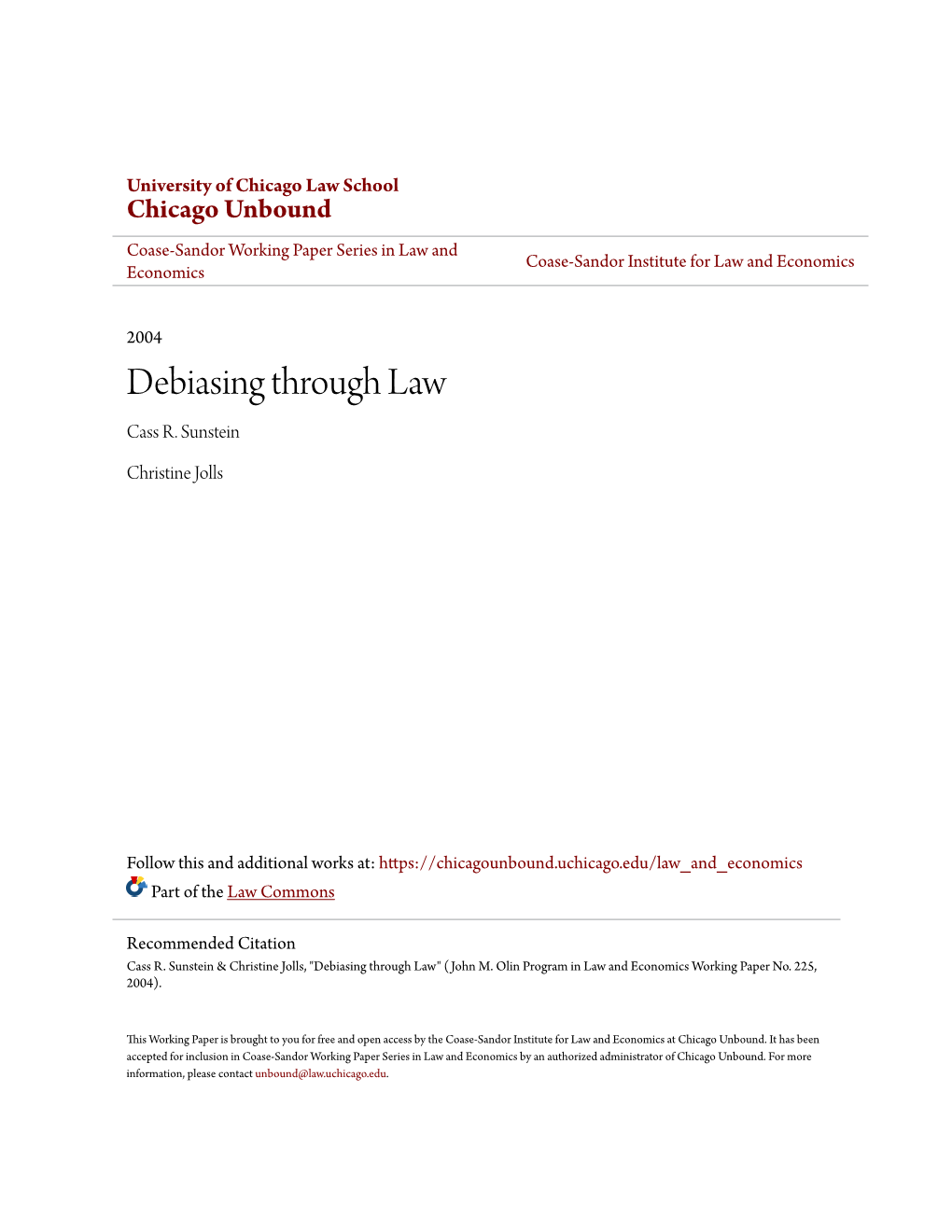 Debiasing Through Law Cass R