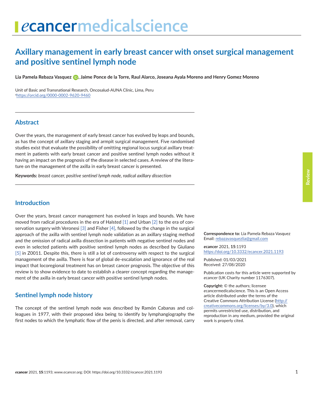 Axillary Management in Early Breast Cancer with Onset Surgical Management and Positive Sentinel Lymph Node