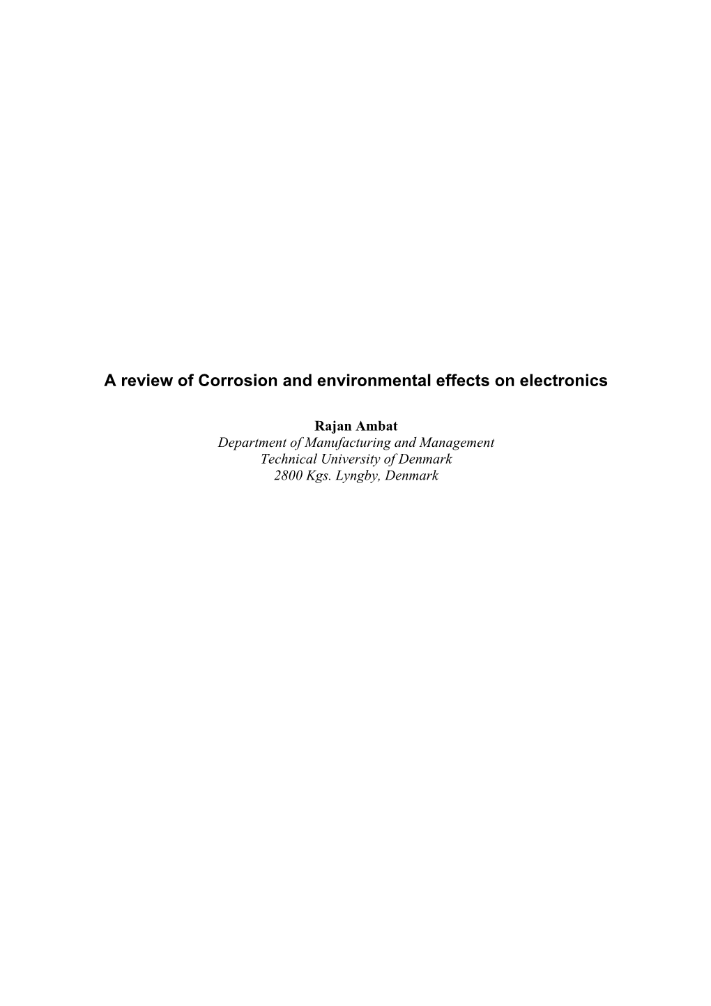 A Review of Corrosion and Environmental Effects on Electronics