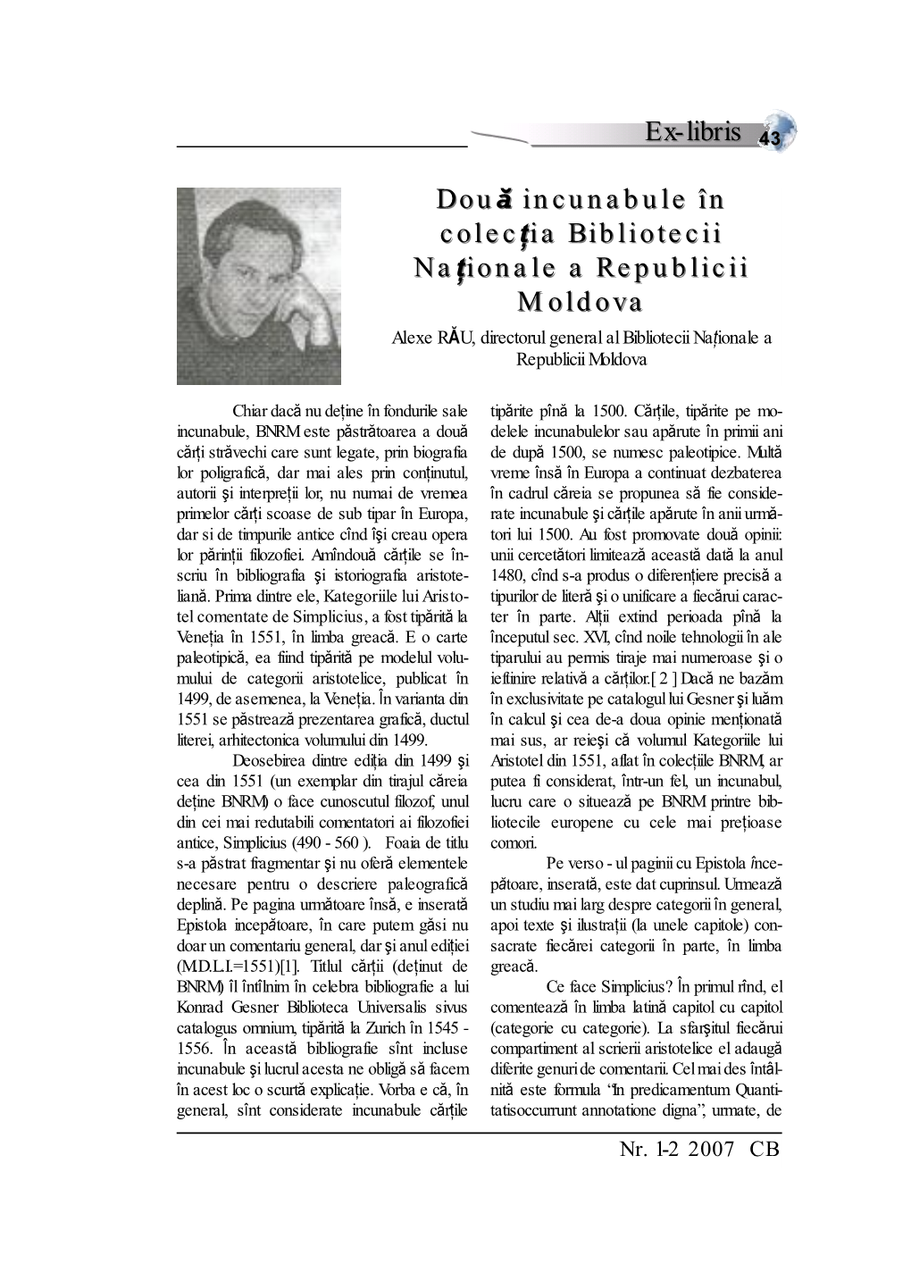 Două Incunabule În Colecţia Bibliotecii Naţionale a Republicii Moldova Ex-Libris 43