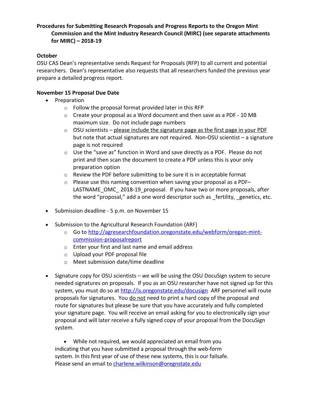 Procedures for Submitting Research Proposals to the Oregon Mint Commission