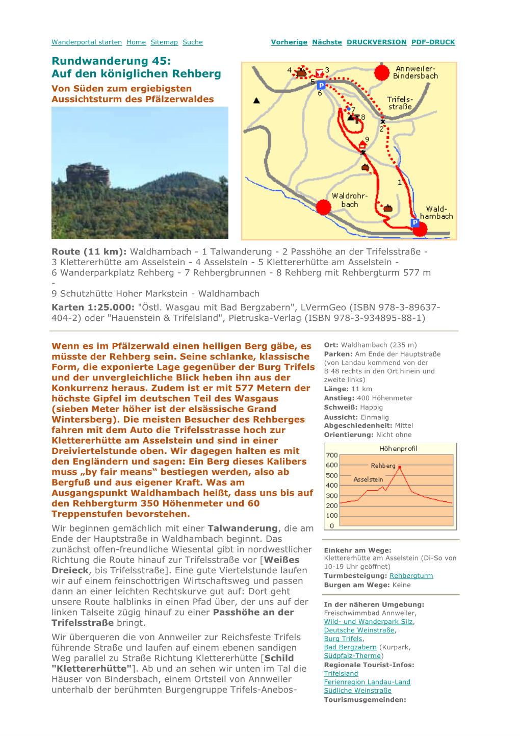 Rundwanderung 45: Auf Den Königlichen Rehberg Von Süden Zum Ergiebigsten Aussichtsturm Des Pfälzerwaldes