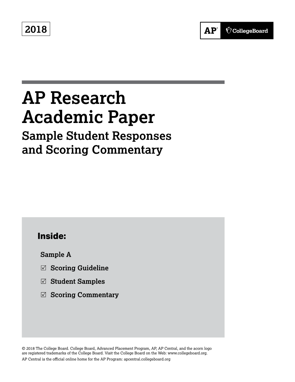 Sample a RR Scoring Guideline RR Student Samples RR Scoring Commentary