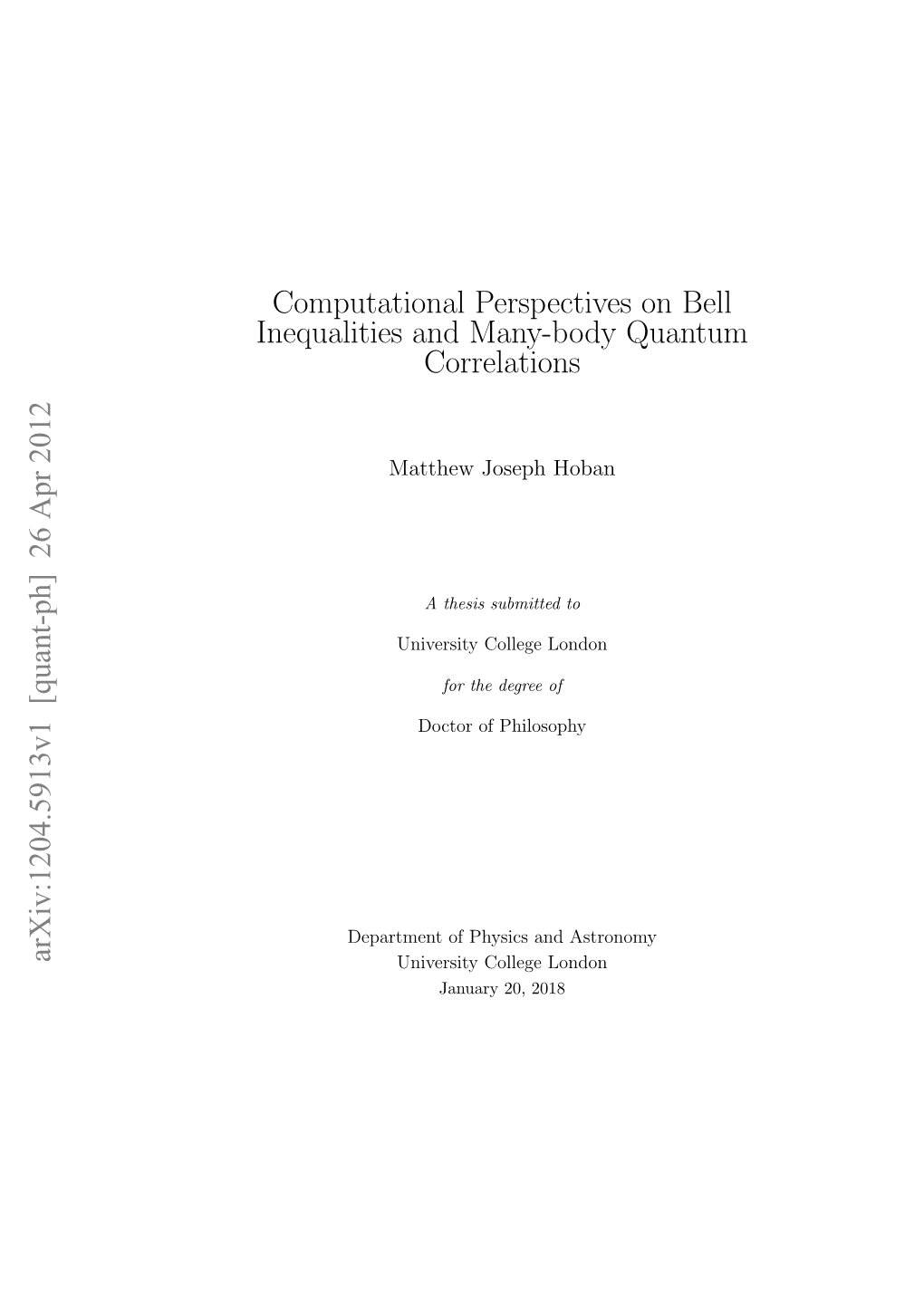 Computational Perspectives on Bell Inequalities and Many-Body Quantum Correlations