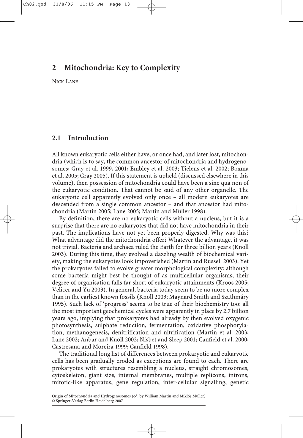 2 Mitochondria: Key to Complexity