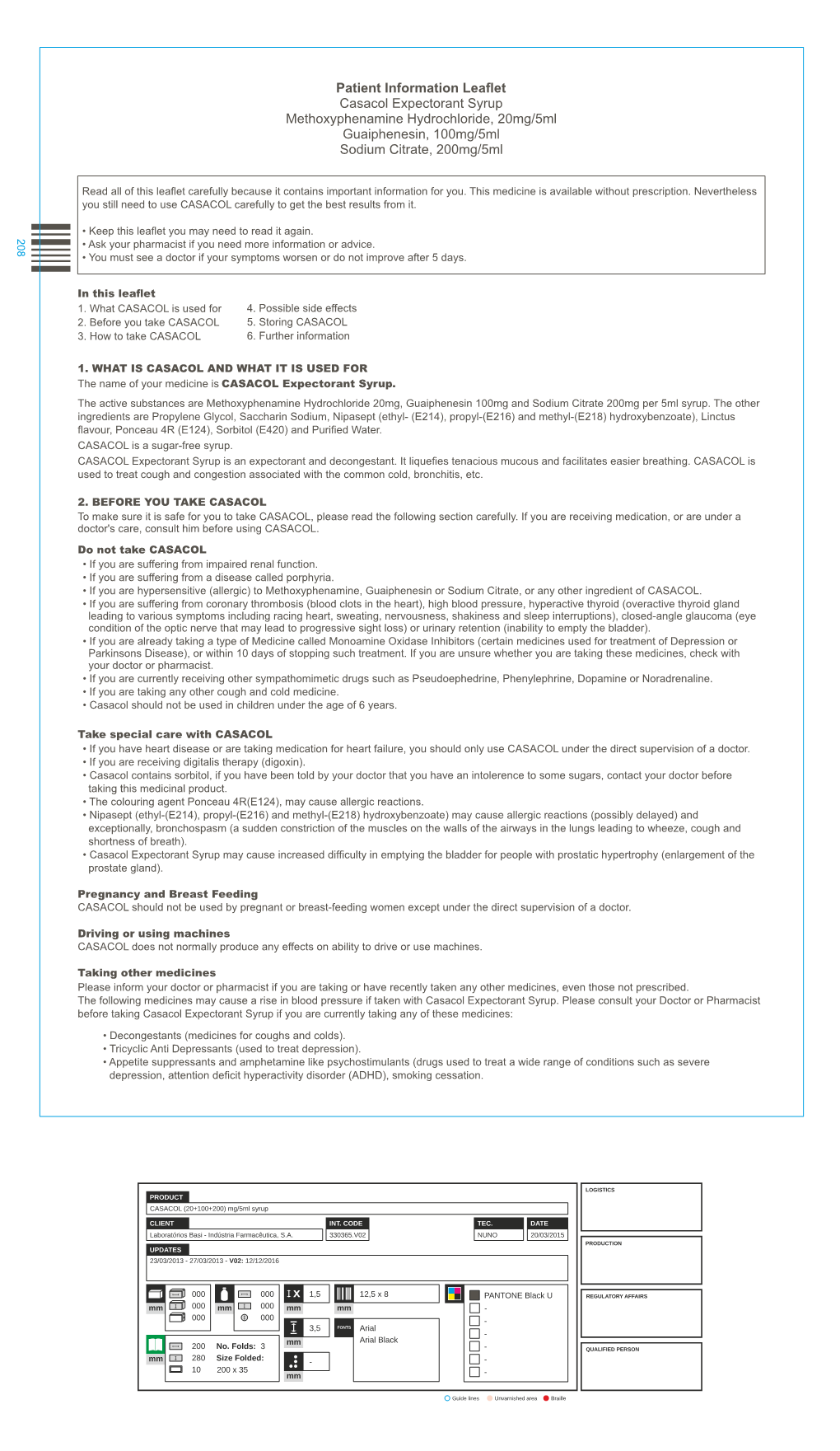 Patient Information Leaflet Casacol Expectorant Syrup