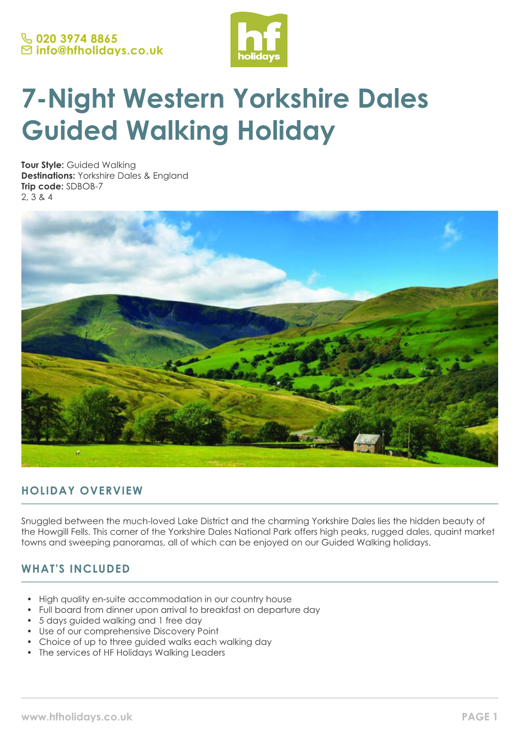 7-Night Western Yorkshire Dales Guided Walking Holiday