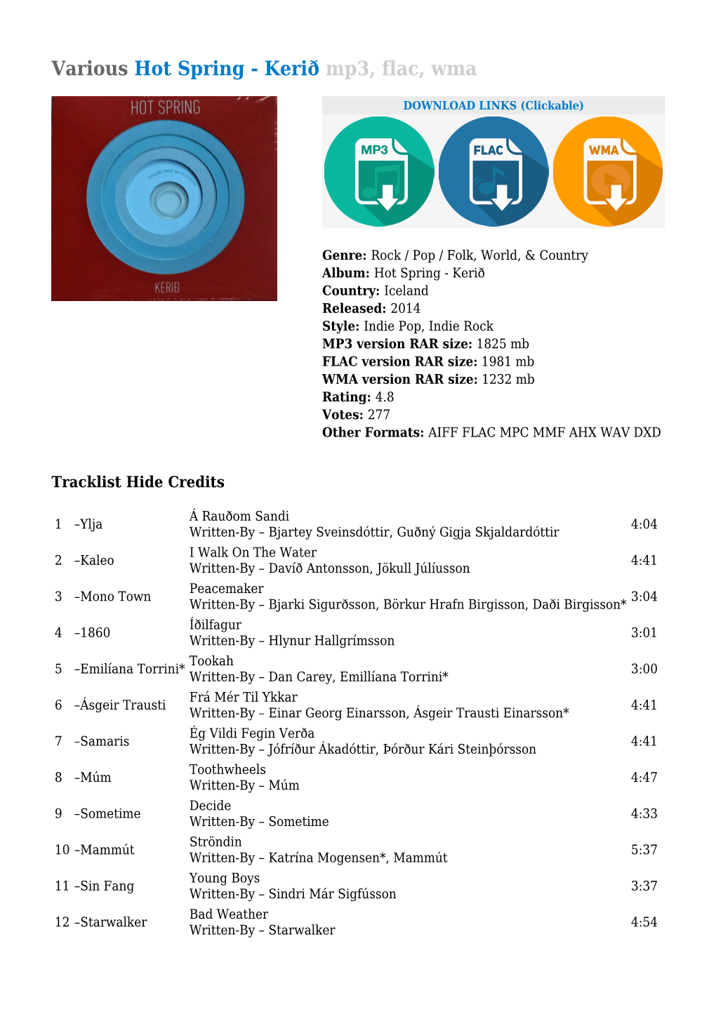 Various Hot Spring - Kerið Mp3, Flac, Wma