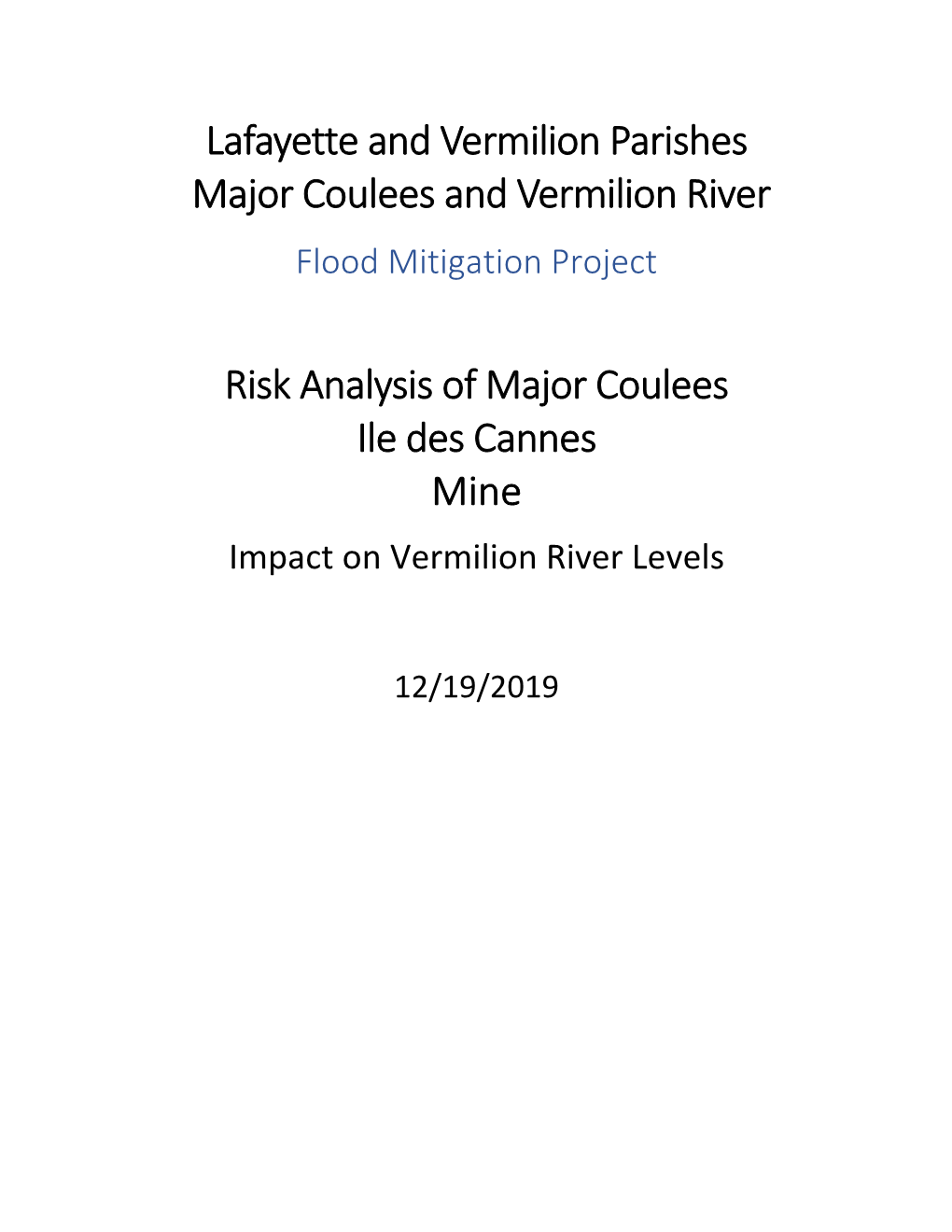 Lafayette and Vermilion Parishes Major Coulees and Vermilion River