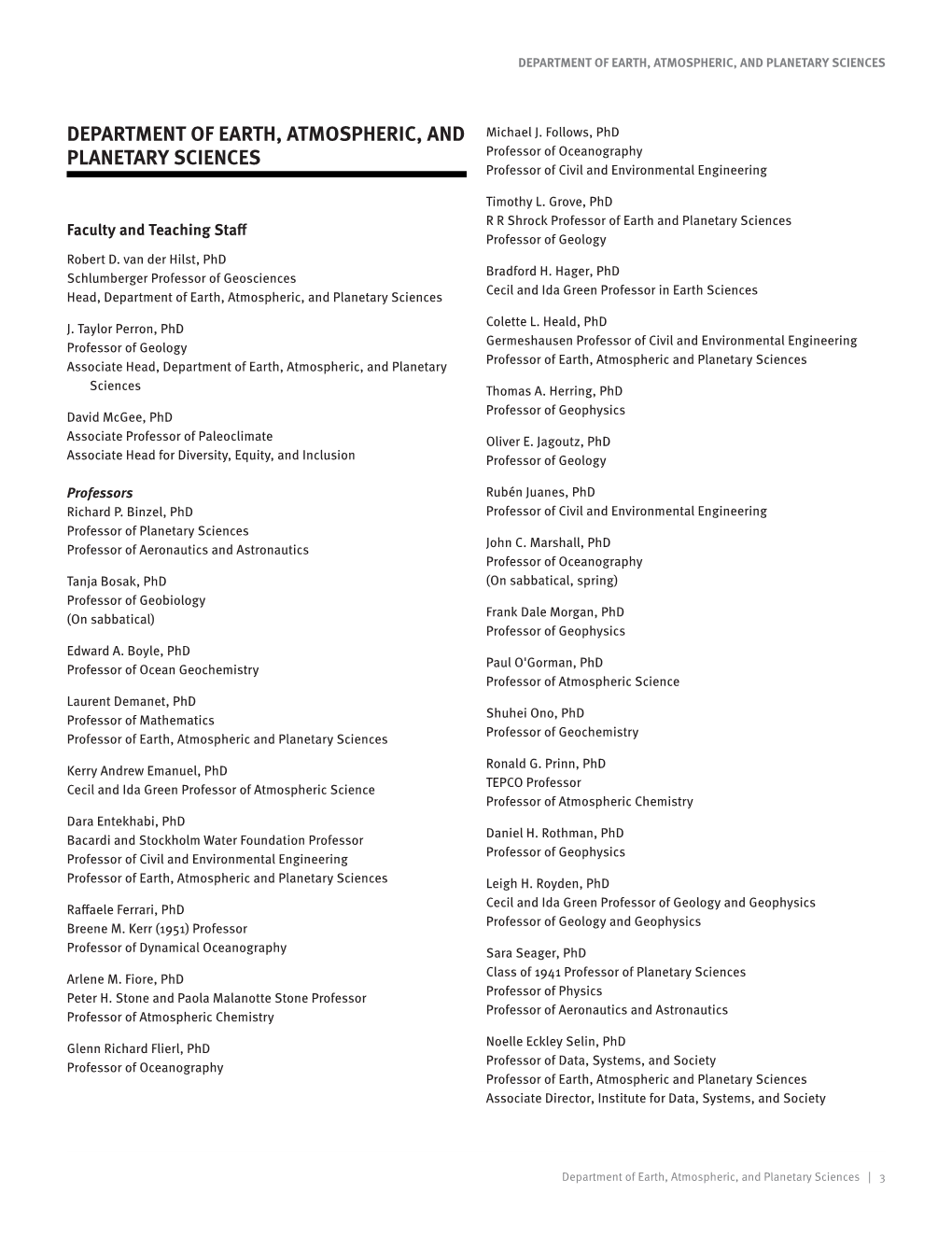 Department of Earth, Atmospheric, and Planetary Sciences