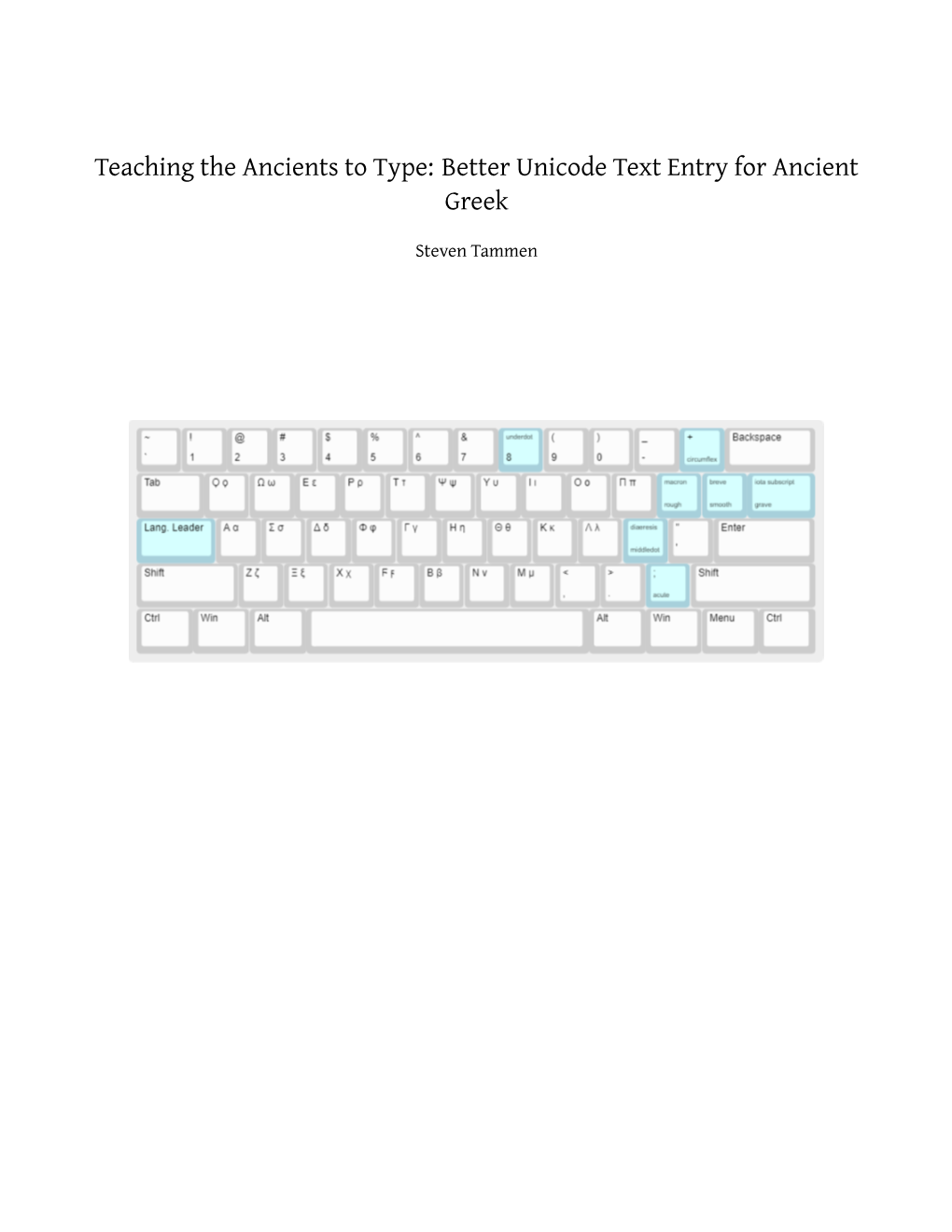 Teaching the Ancients to Type: Better Unicode Text Entry for Ancient Greek