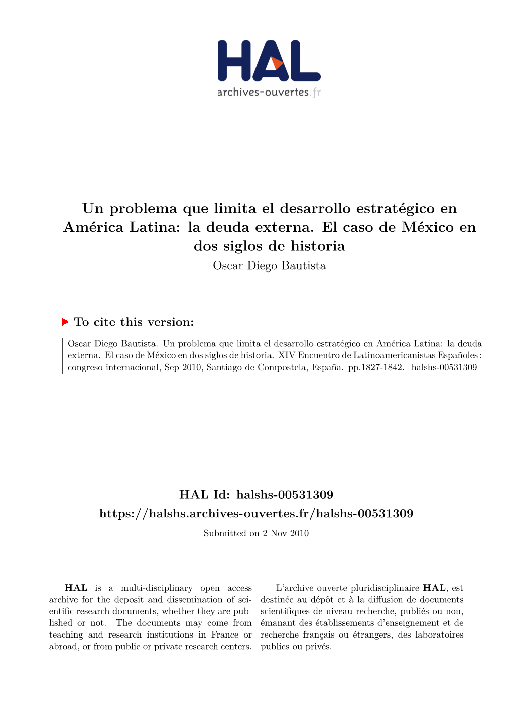 La Deuda Externa. El Caso De México En Dos Siglos De Historia Oscar Diego Bautista