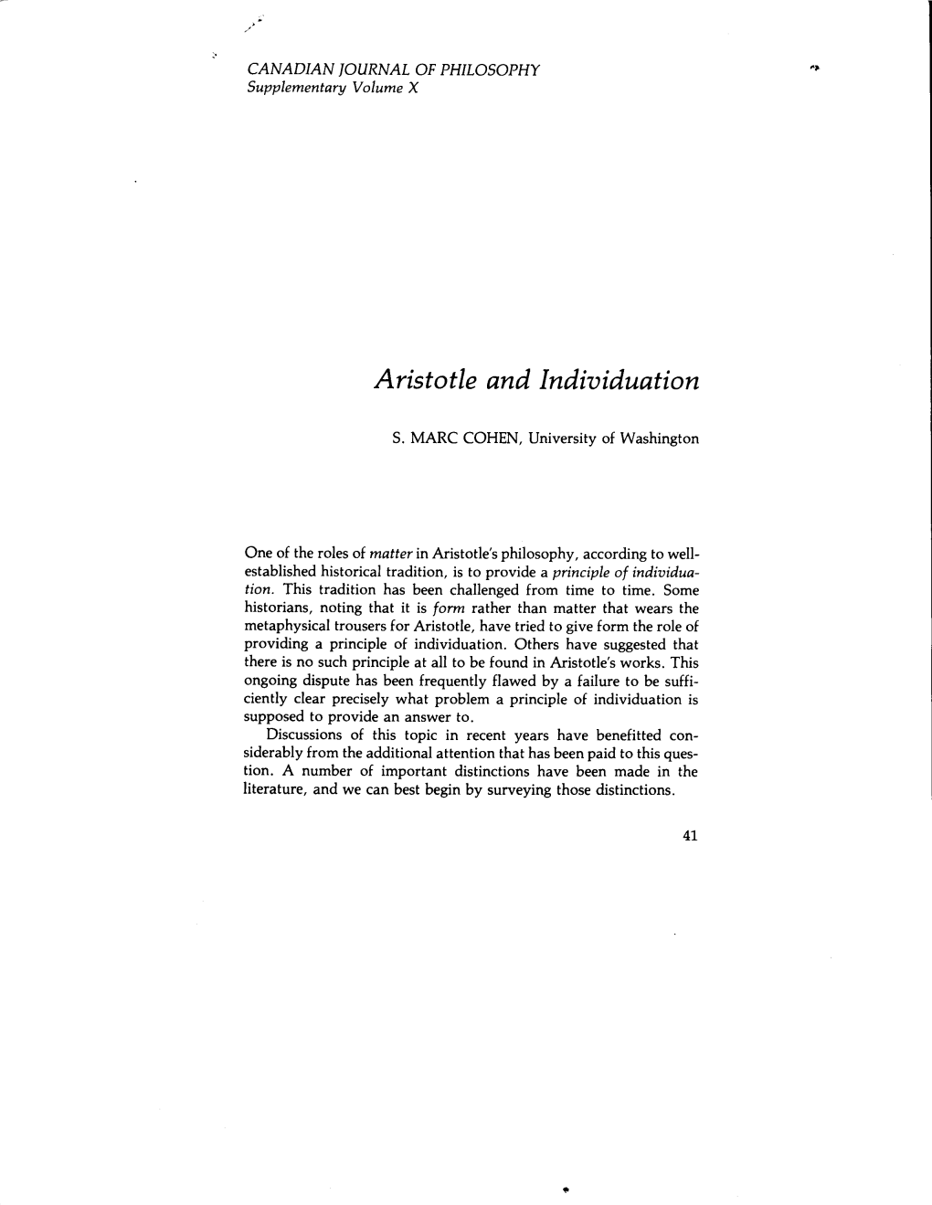 Aristotle and Individuation