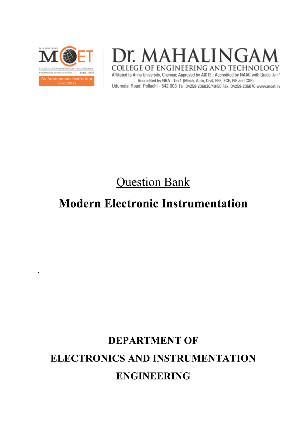 Question Bank Modern Electronic Instrumentation