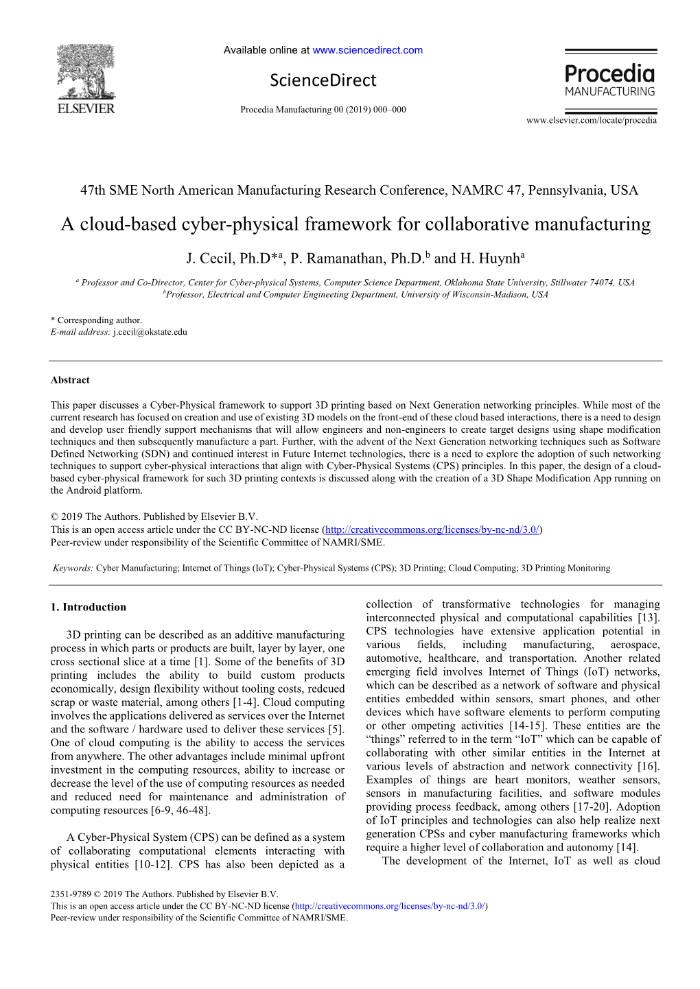 A Cloud-Based Cyber-Physical Framework for Collaborative Manufacturing