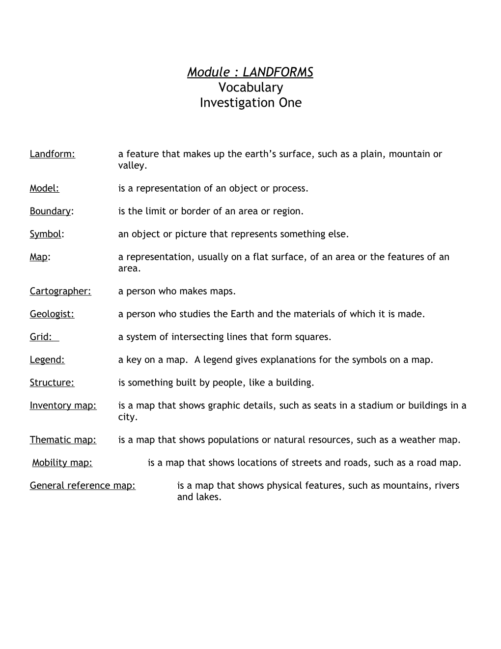 Module Two: LANDFORMS