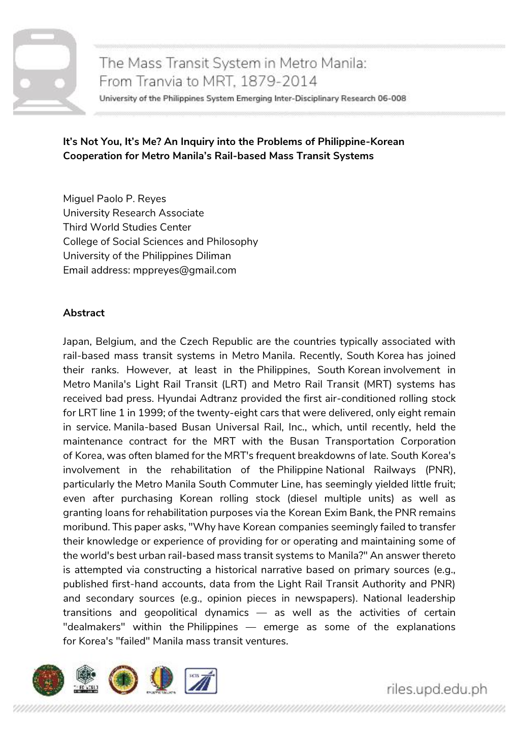 It's Not You, It's Me? an Inquiry Into the Problems of Philippine-Korean