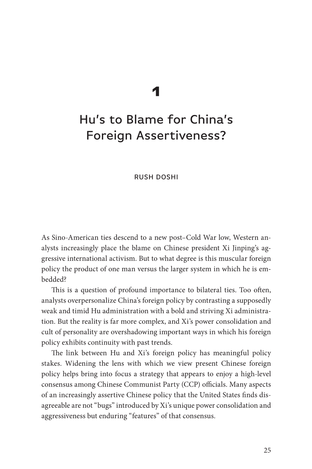 Hu's to Blame for China's Foreign Assertiveness?