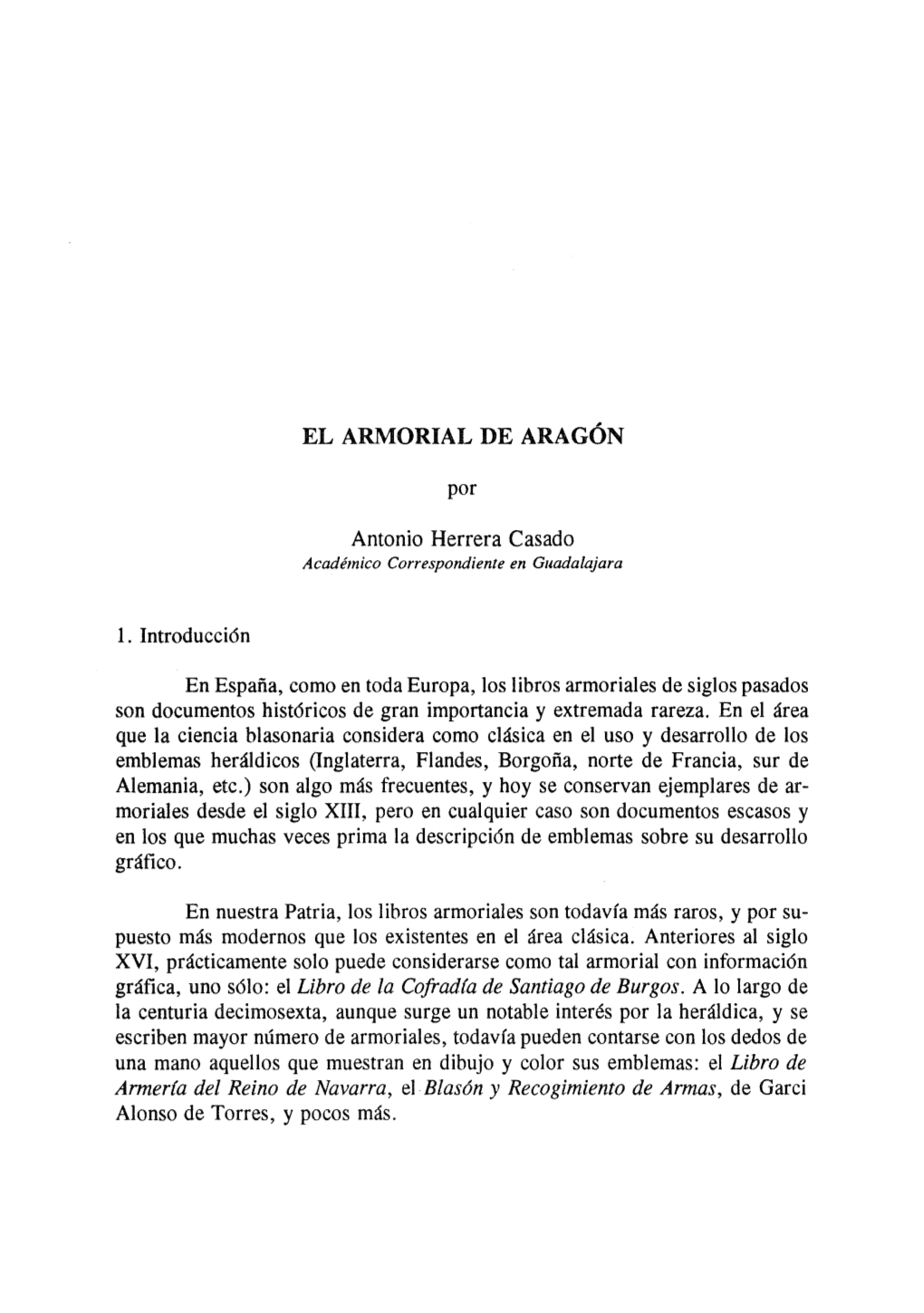 EL ARMORIAL DE ARAGÓN Antonio Herrera Casado