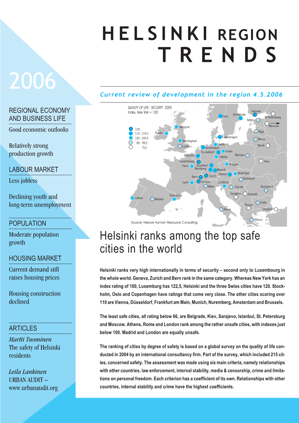 HELSINKI REGION TRENDS 2006 Current Review of Development in the Region 4.5.2006