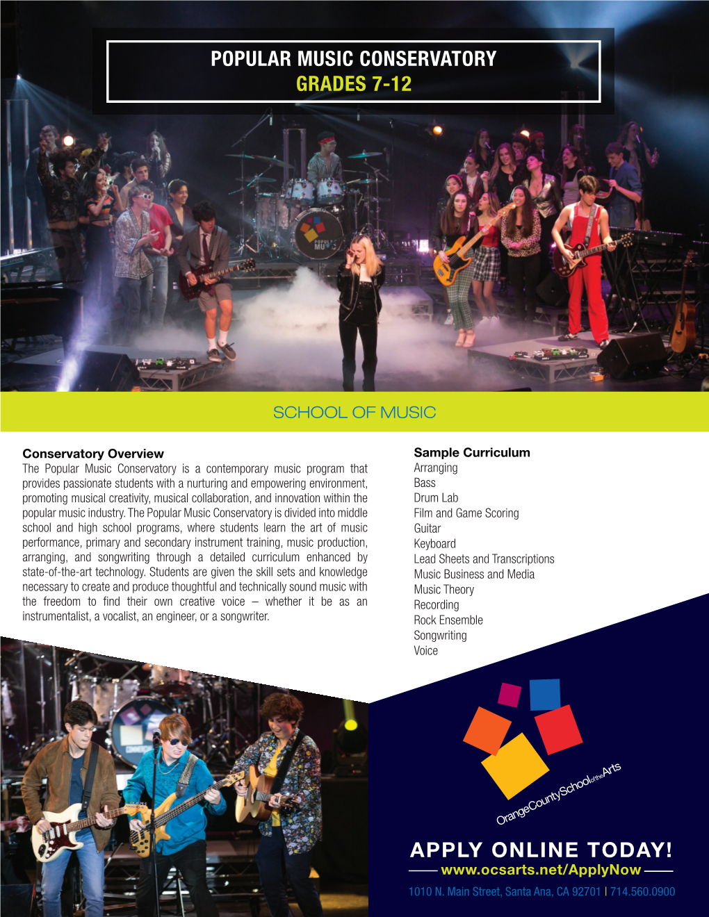 Popular Music Conservatory Grades 7-12