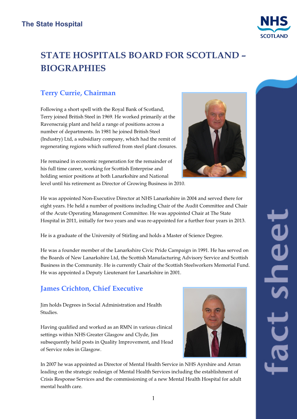 State Hospitals Board for Scotland – Biographies