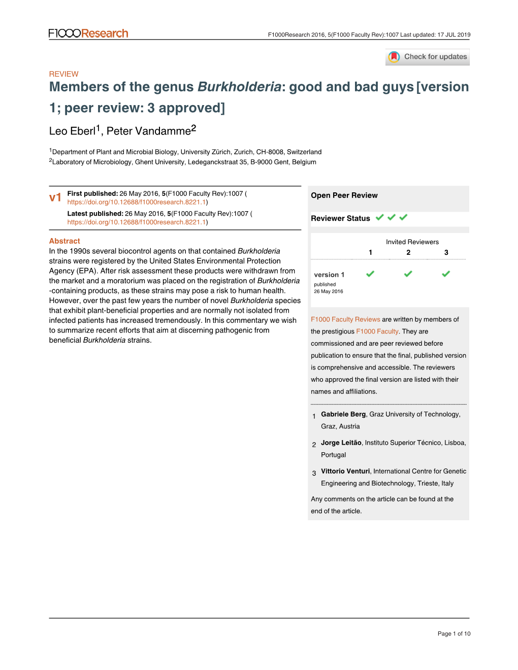 Good and Bad Guys Burkholderia