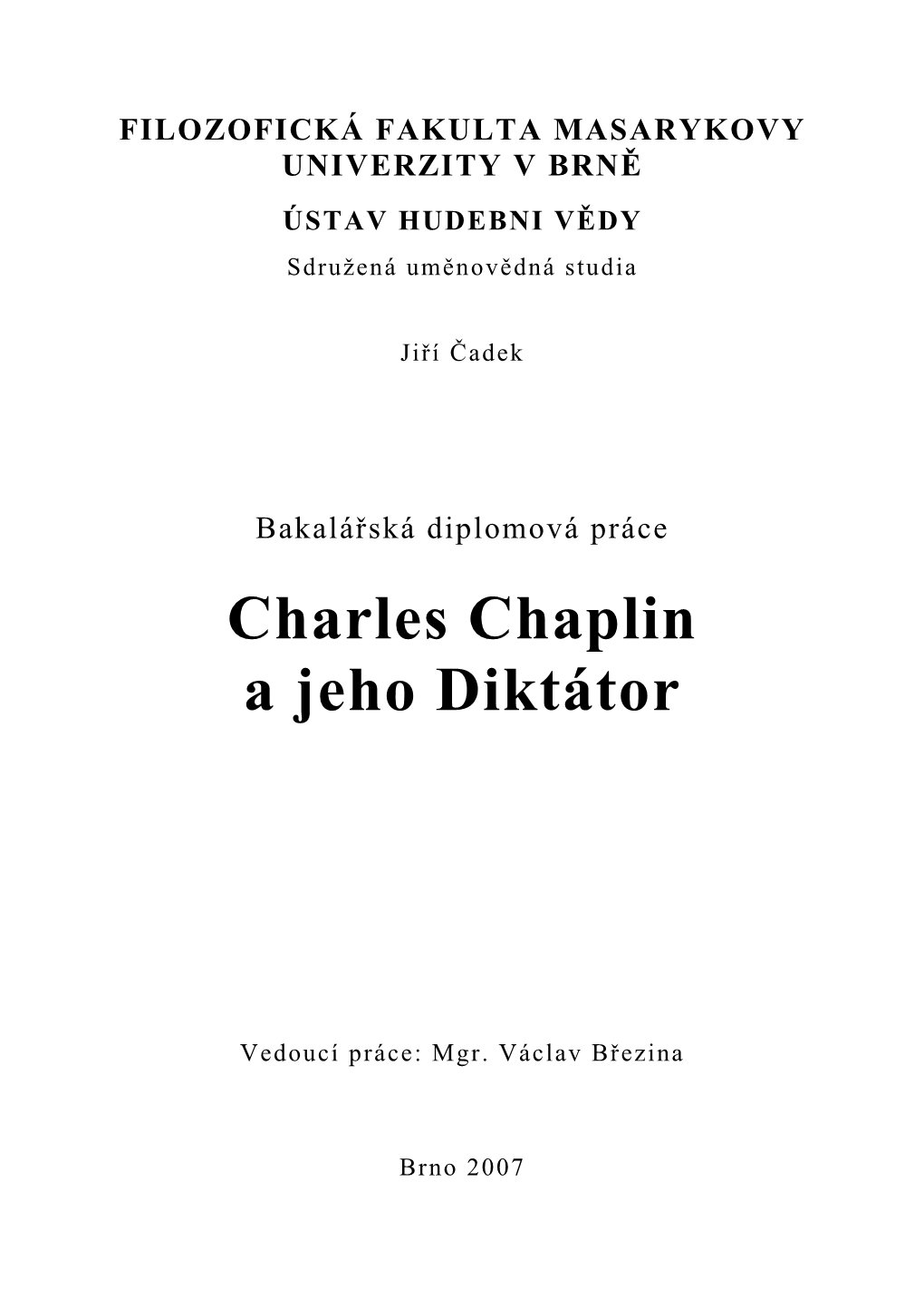 Charles Chaplin a Jeho Diktátor